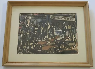 Vintage Mexican Modernist Painting Market Street Modernism Regionalism Abstract • $550