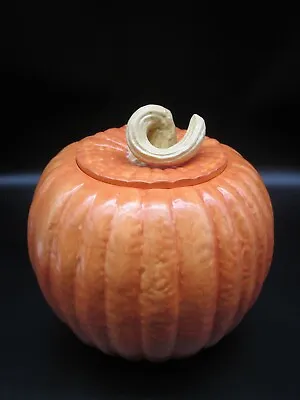 Pumpkin Cookie Jar Or Centerpiece With Lid Hand Made Shirley 9  Tall X 9  Diam • $19.95