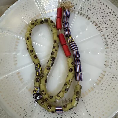 Strand Of Antique Venetian Italian Millefiori Cane Glass Beads African Trade • $4.25