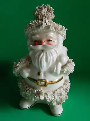 Rare Vtg NAPCO White Santa Planter/Figurine With Spaghetti Trim S267 Gold Accent • $123.19