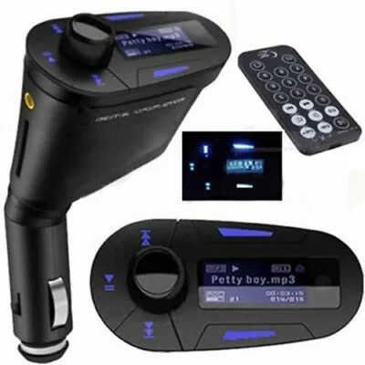 New Car MP3 Player FM Transmitter Radio LCD SD USB Charger Kit All Android Blue • £9.49