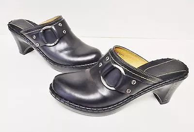 Frye Women's Boots Mules Shoes Leather Belt Logo Buckle Slip On Brazil Black 9 M • $48.86