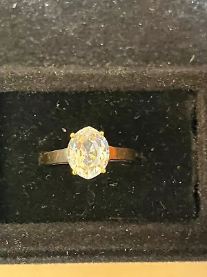 Vintage 14k Yellow Gold  Oval AAA CZ Diamond (Engagement/Wedding) Ring 5.75 3.7g • $100