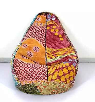 Handmade Vintage Cotton Kantha Floral Bohemian Bean Bag Sacco Chair Ottoman • $48.60