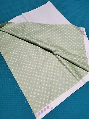 Soil & Stain Repellent Fabric - Sage Green With Daisies - 1 1/3 Yd Piece • $18