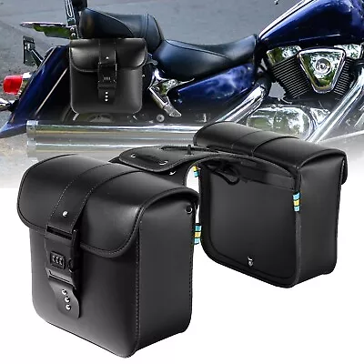 $75.99 • Buy Black Motorcycle Saddle Bags Side Tool Bags For Yamaha V-Star XVS 650 950 1100