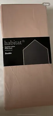 Habitat Egyptian Cotton Fitted Sheet- 400 Thread Count- Double Size- Pink- BNWT • £10