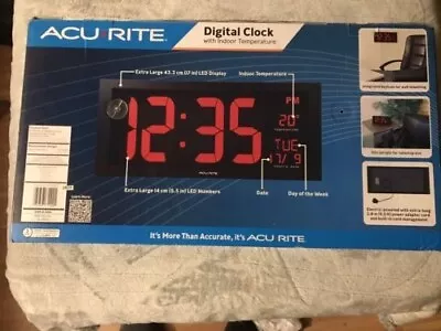 AcuRite Digital LED Clock With Indoor Temperature Extra Large 43.3cm [17in]  • £37.78