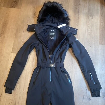 $142.49 • Buy New ASOS One Piece Ski Suit Women 4 Snowsuit Snow Bib Black Fitted Faux Fur NWT
