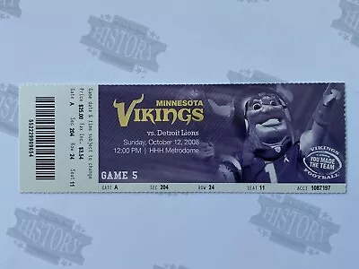 2008 Detroit Lions At Minnesota Vikings Ticket 10/12/08 Adrian Peterson • $7.50