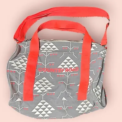 Country Road Canvas Cotton Duffle Tote Sports Gym Travel Bag Grey Pink  41 Cm • $30