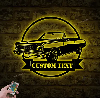 Custom Garage Metal Wall Art LED Light Classic Muscle Car Sign Man Cave Decor • $79.95