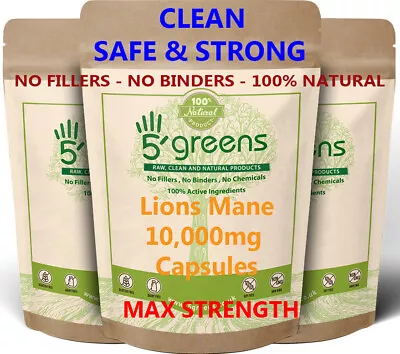 £6.49 • Buy Lions Mane Mushroom Extract Capsules 10,000mg 240mg Polysaccharides Strong Vegan