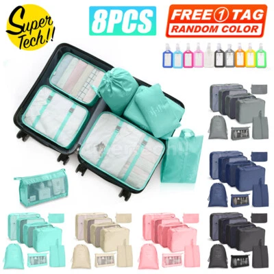 8pcs Packing Cube Travel Pouch Luggage Organiser Suitcase Clothes Storage Bags • $21.89