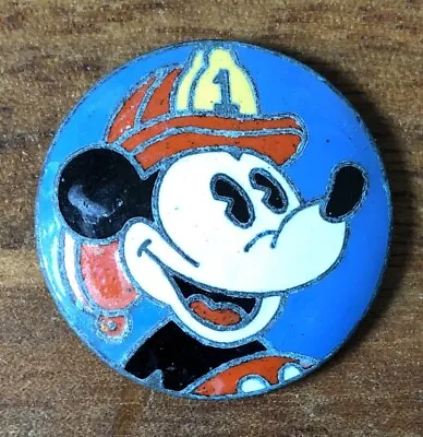 Vintage Mickey Mouse Wearing Fireman's Helmet Metal And Enamel Badge ? Unknown • $9.99