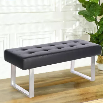 4FT PU Leather Upholstered Accent Bench Window Seat Fabric Ottoman Bed End Stool • £71.95