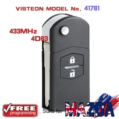 $39.52 • Buy Replacement Flip Remote Key Fob 433MHz 4D63 For Mazda BT50 - Visteon 41781