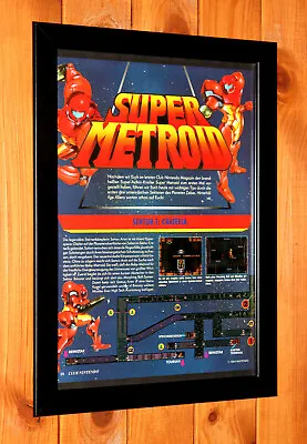 1994 Super Metroid Nintendo SNES Vintage Small Promo Poster Ad Page Framed. • $44.08