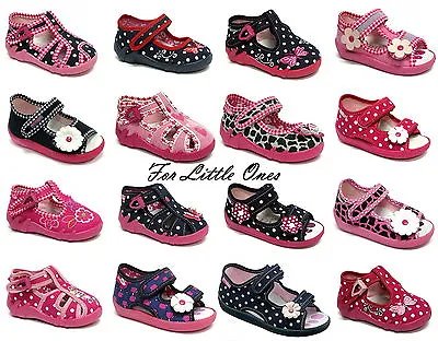 Girls Canvas Shoes Slippers Trainers Sandals Baby Kids Toddler Size 3 - 9 UK  • £8.99