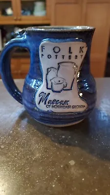 Georgia Mug Folk Art Pottery Museum Northeast GA Blue USA Studio Signed ROB? RNB • $30