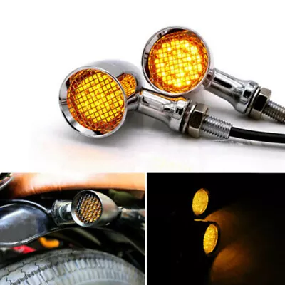 Chrome Bullet Brake Running LED Turn Signals Amber Lights Indicator Motorcycle • $19.03