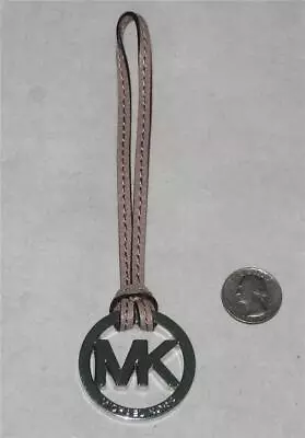 NEW Michael KORS Leather Strap MK Bag CHARM Hang Tag Silver-Tone / Taupe • $12.99