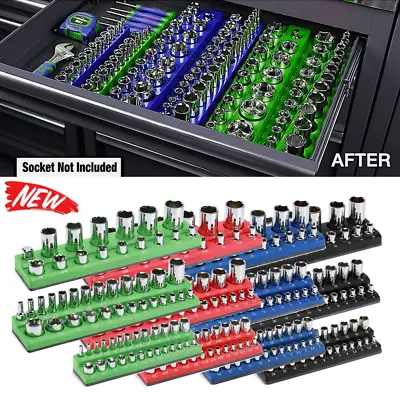 3/6X Magnetic Socket Organizer Tray Set Storage Holder 1/4 3/8 1/2 Dr SAE Metric • $31.99