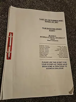 Last Of The Summer Wine Jean Ferguson Film Shooting Order Script 2007 Block 1 TV • £19.99