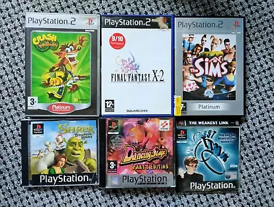 PS1/PS2 Game Bundle Spares Various Condition Final Fantasy Shrek Crash Bandicoot • £8