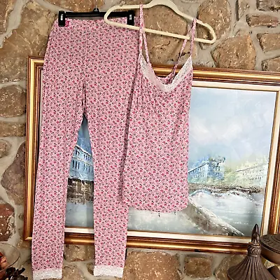 New Vera Bradley Women's Pajamas Pink Rose Floral Cami  Set Size L Large Rt. $96 • $24