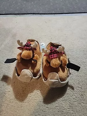 Sonoma Christmas Rowing Moose In Canoe Slippers Sz 9/10 Mens/NEW  • $10