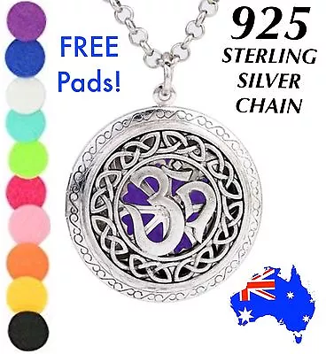 Silver Celtic OM Aromatherapy Essential Oil Diffuser Locket Necklace FREE Pads • $11.50