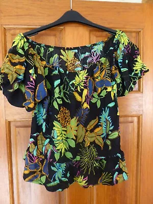 Ladies Multi Tropical Bardot Top  - Size  18 From Primark  - Summer New • £3.50