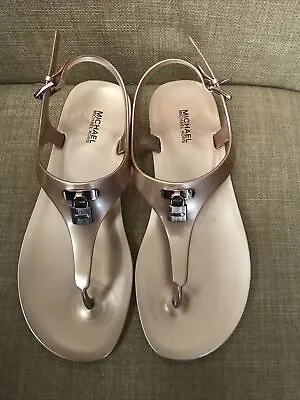 MK Michael Kors Women's Mira Jelly Flat Sandals Rose Gold Size 8M • $38.95