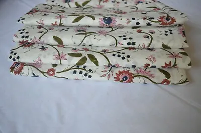  Indian Hand Block Print 1435 Pure Cotton Fabric New Floral Print  2.5 Yard  • $16.73
