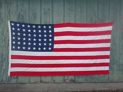 VINTAGE AMERICAN FLAG 48 Star 5' X 9' US SEWN Cotton WW II Casket Flag • $79.25