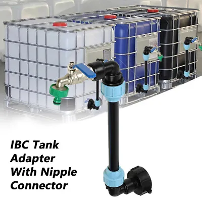 3/4  IBC Tank Outlet Tap Rain Barrel Rainwater Container Gooseneck Adapter New • £16.49