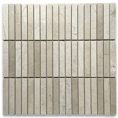 M74XP Crema Marfil Marble 5/8x4 Rectangular Stacked Mosaic Tile Polished • £20.26