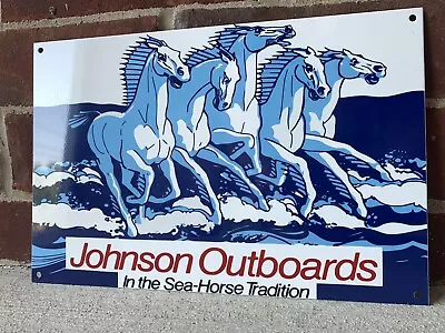 12in Johnson OUTBOARDS MARINE PRODUCTS  OIL Gas Vintage Style Heavy Steel Sign • $49.99