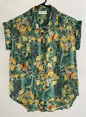 Vanishing Elephant Ladies Silk Blend Blouse/Shirt. Size 6. Button Up As New • $24.95