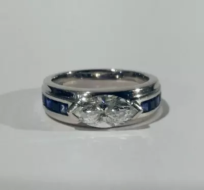 Men's Channel Set Diamond Wedding Band Ring 2.46Ct Marquise CZ 14K White Gold • $170