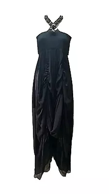 $69 • Buy Sass And Bide Long Black Dress With Adjustable Hem And Embellished Straps