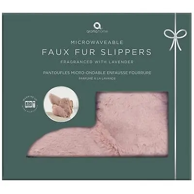 Microwaveable Slipper Boots Lavender Scent Warm Up Adults Pink Faux Fur Booties • £28.99