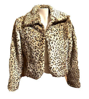 $29 • Buy Coat True Vintage Animal Print Cheetah Leopard Faux Fur Jacket Sz 34” Chest S/M