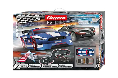 Carrera 25236 Evolution 1:32 Break Away Slot Car Set Mustang Vs Chevrolet Camaro • $182.35