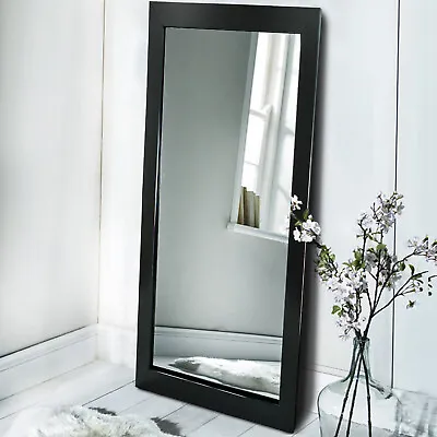 Black Long Wall Mounted Bathroom Bedroom Hallway Living Room Mirror Full Length • £34.99