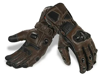 Riparo Genuine Leather Full Gauntlet Motorcycle Touchscreen Riding Gloves • $129.97