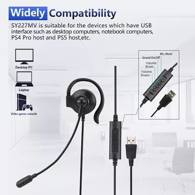 USB Headset Headphone With Microphone Noise Cancelling For Computer Call Center • £5.10