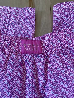 Victoria’s Secret XL Pajama Pants Bottoms Cotton Logo At Waist Pink Shells • $19.95