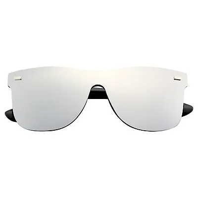 SUNGLASSES Mens Womens Retro Modern Horned Rim Flat Mirrored Lens Sunglasses • $9.97
